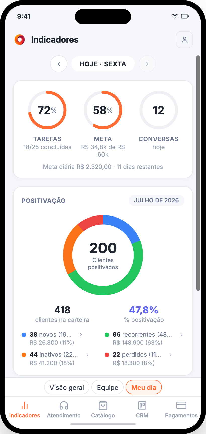 Meu dia no app do vendedor